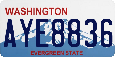 WA license plate AYE8836