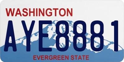 WA license plate AYE8881