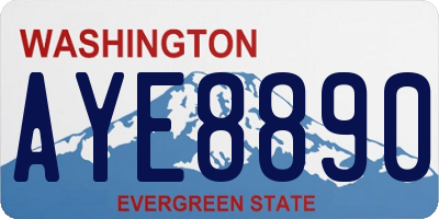 WA license plate AYE8890
