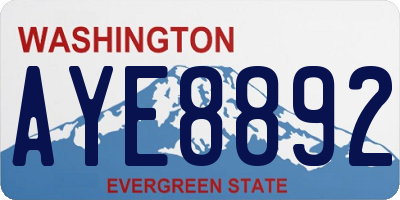 WA license plate AYE8892