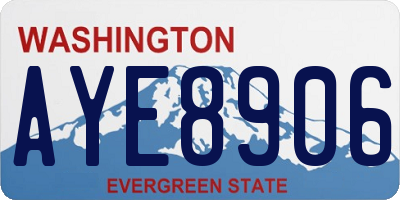 WA license plate AYE8906