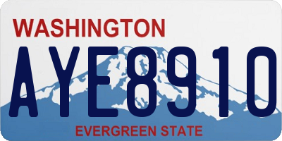 WA license plate AYE8910