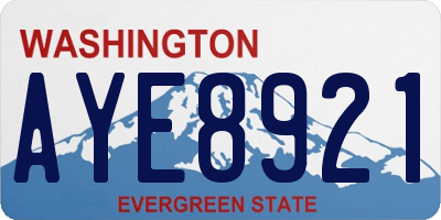 WA license plate AYE8921