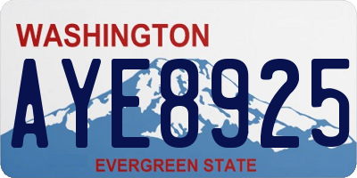 WA license plate AYE8925