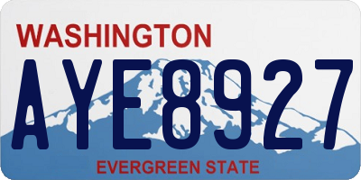 WA license plate AYE8927