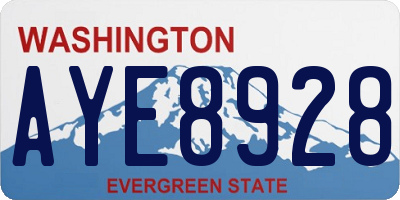 WA license plate AYE8928