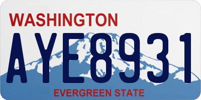 WA license plate AYE8931