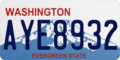 WA license plate AYE8932