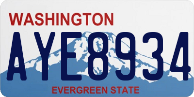 WA license plate AYE8934