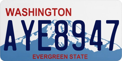 WA license plate AYE8947