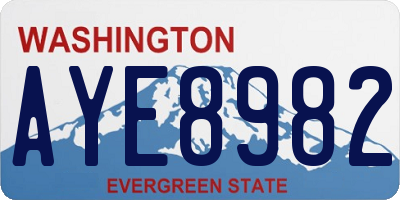 WA license plate AYE8982