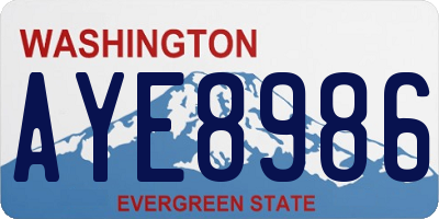 WA license plate AYE8986