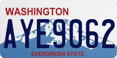 WA license plate AYE9062