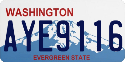 WA license plate AYE9116