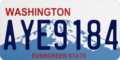 WA license plate AYE9184