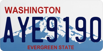 WA license plate AYE9190