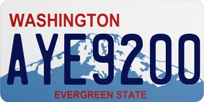 WA license plate AYE9200
