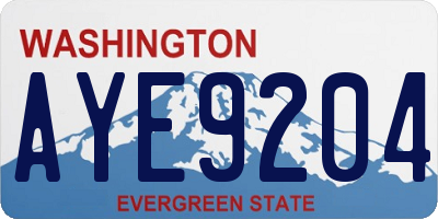 WA license plate AYE9204