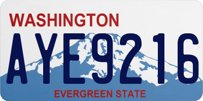 WA license plate AYE9216