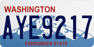 WA license plate AYE9217