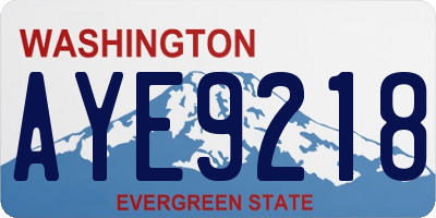 WA license plate AYE9218