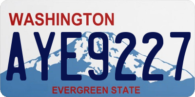WA license plate AYE9227