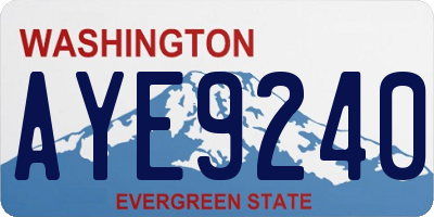 WA license plate AYE9240
