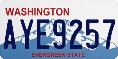 WA license plate AYE9257