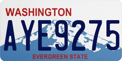 WA license plate AYE9275