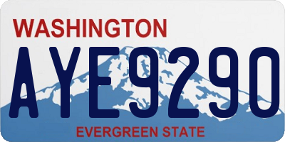 WA license plate AYE9290