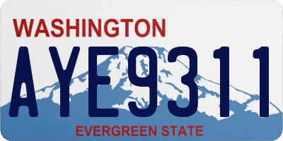 WA license plate AYE9311