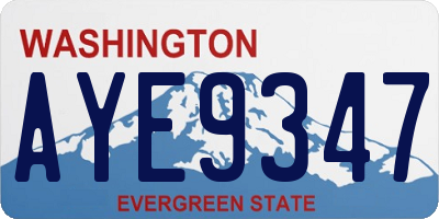 WA license plate AYE9347