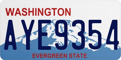 WA license plate AYE9354