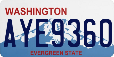 WA license plate AYE9360