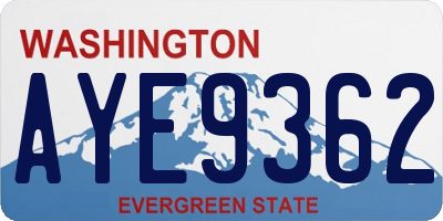 WA license plate AYE9362