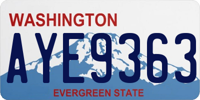 WA license plate AYE9363