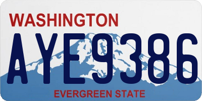 WA license plate AYE9386