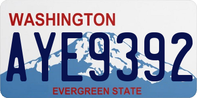 WA license plate AYE9392