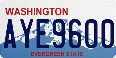 WA license plate AYE9600
