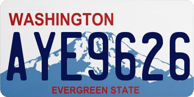WA license plate AYE9626