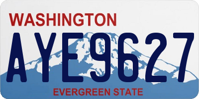 WA license plate AYE9627