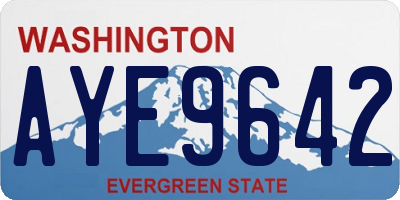 WA license plate AYE9642