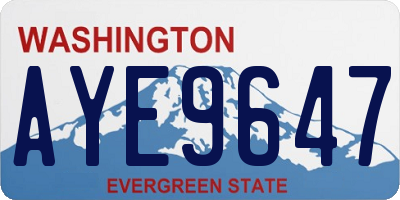 WA license plate AYE9647