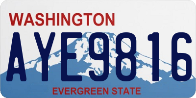 WA license plate AYE9816