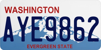 WA license plate AYE9862