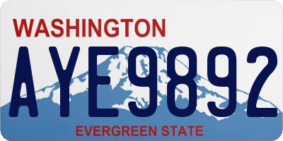 WA license plate AYE9892