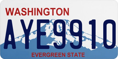 WA license plate AYE9910