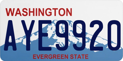WA license plate AYE9920