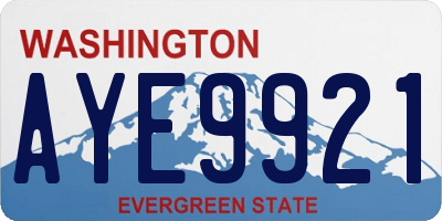 WA license plate AYE9921
