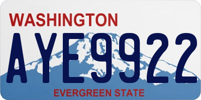 WA license plate AYE9922